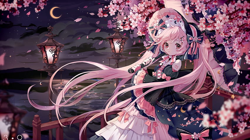 Sakura Miku, Cherry Blossom, Vocaloid, Hatsune Miku, Gothic, Pink Hair, Lolita for iMac 27 inch HD wallpaper