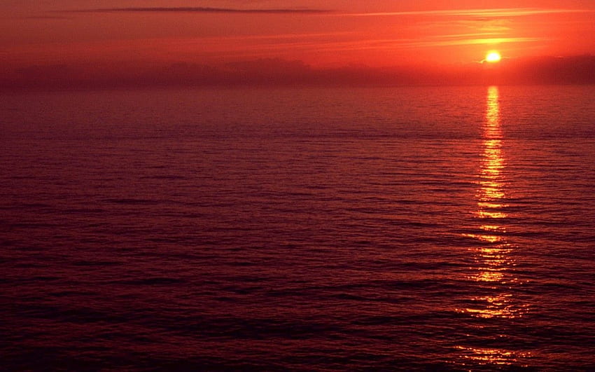 Ocean Fire Red Sunset Орегон. Ocean Fire Red, Червено море HD тапет