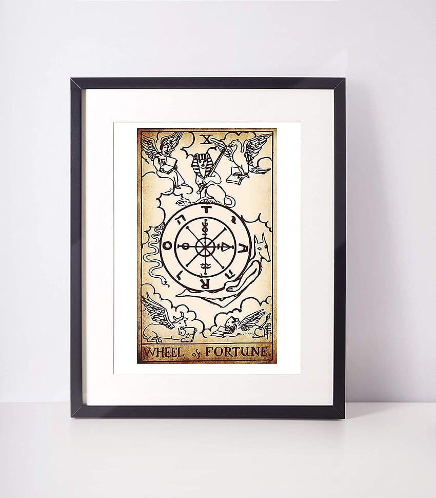 Antique Tarot Print Major Arcana Wheel of Fortune Fine Art Print, unframed: Handmade HD phone wallpaper