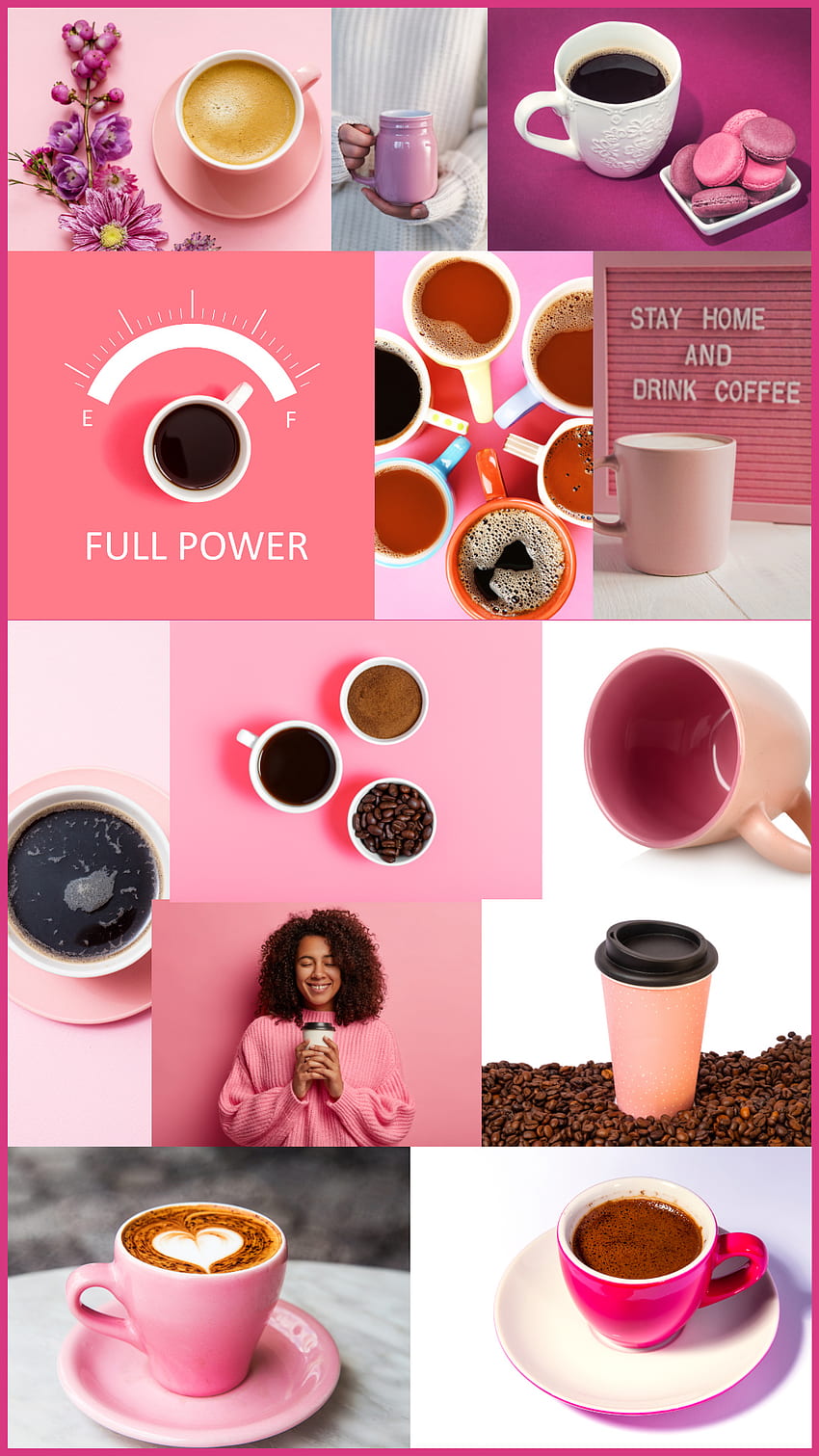 Pink Collage, coffee, baby, morning HD phone wallpaper