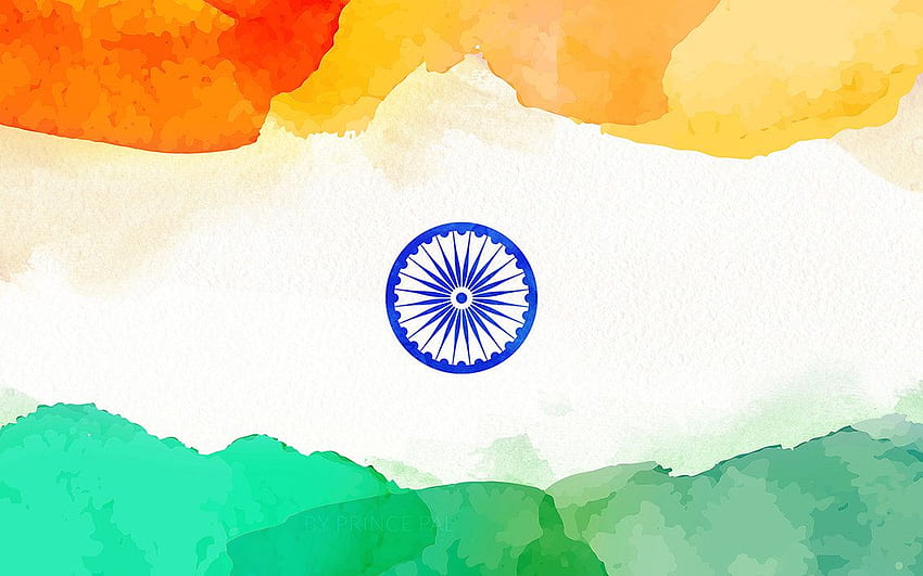 Prince Pal, 인도 추상 미술의 수채색 인도 깃발 HD 월페이퍼