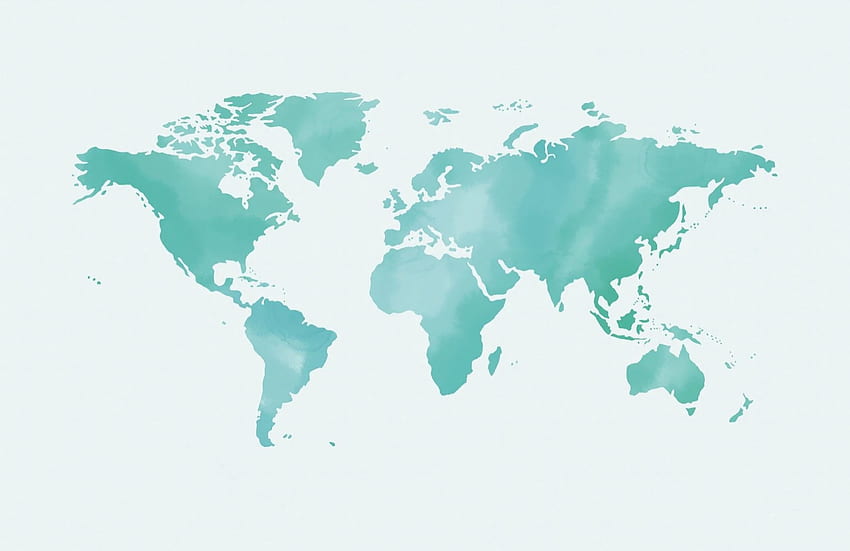 Turquoise Watercolour Abstract World Map Mural วอลล์เปเปอร์ HD