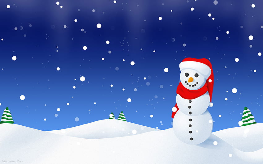 그려진 눈사람, 눈사람, 휴일, 눈, 크리스마스, 새해 HD 월페이퍼