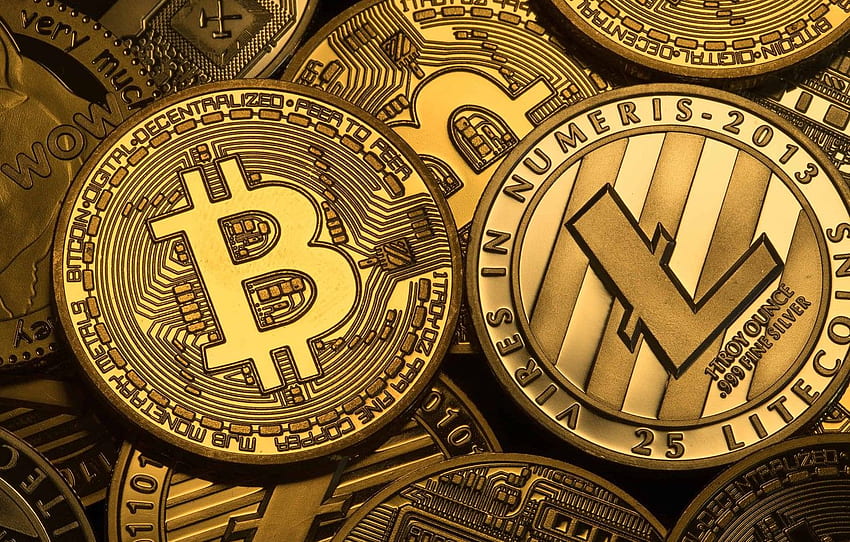 logo, monete, monete, bitcoin, bitcoin, litecoin Sfondo HD