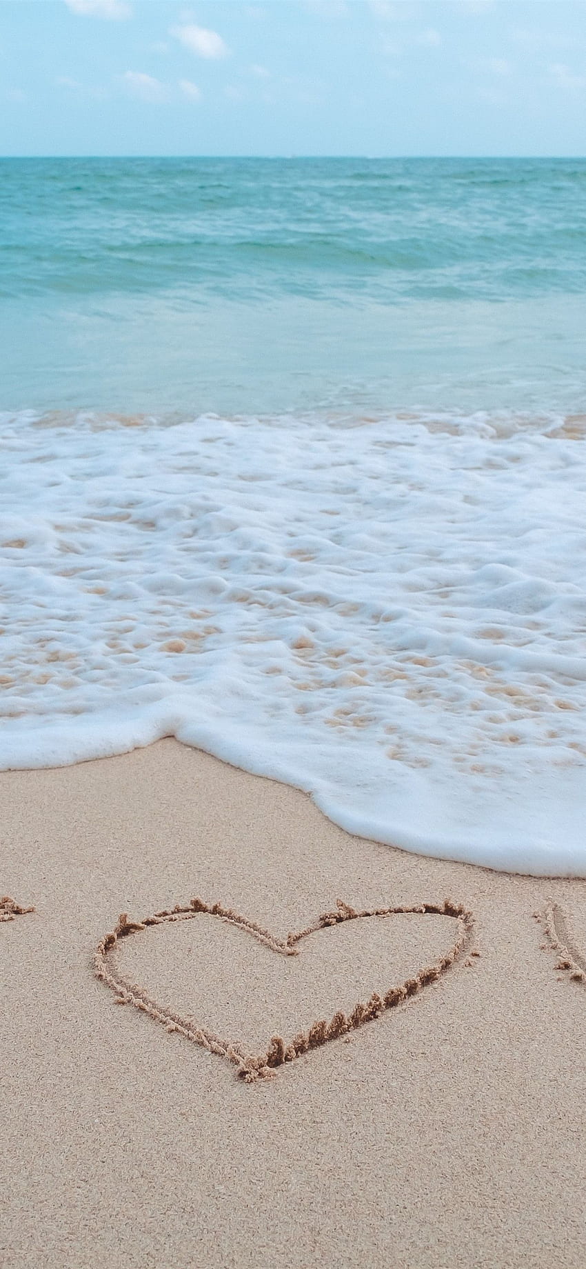 Sea, foam, beach, I Love You iPhone XS Max, Ocean Heart HD phone wallpaper