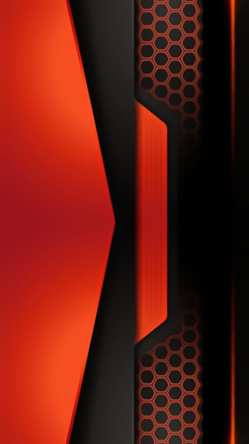 czarny ciemnopomarańczowy, tech, materiał, projekt, geometryczny, wzór, gracz, Abstrakcja, siatka Tapeta na telefon HD