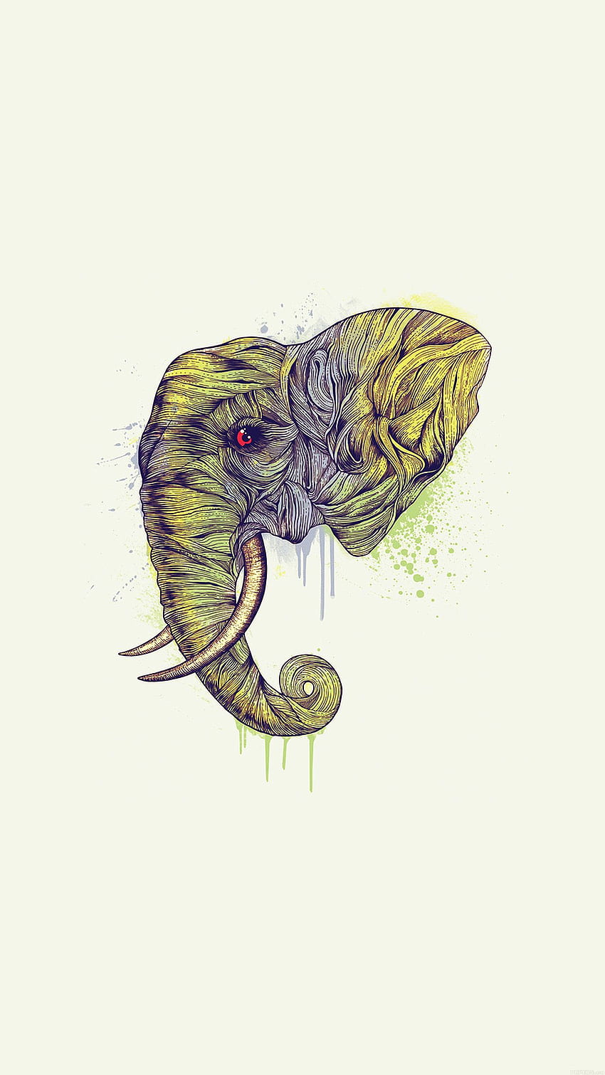 Elephant Art Yellow Illust Drawing Animal HD phone wallpaper