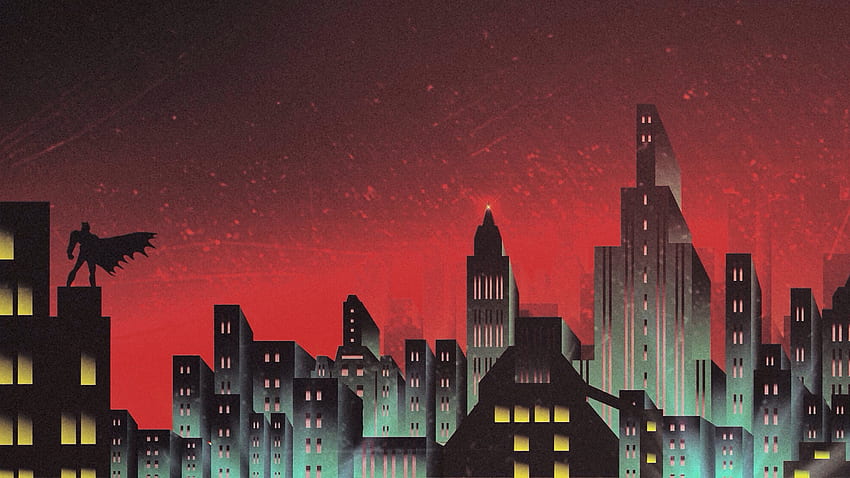 Karya Seni Batman Gotham Skyline, Gotham City Skyline Wallpaper HD