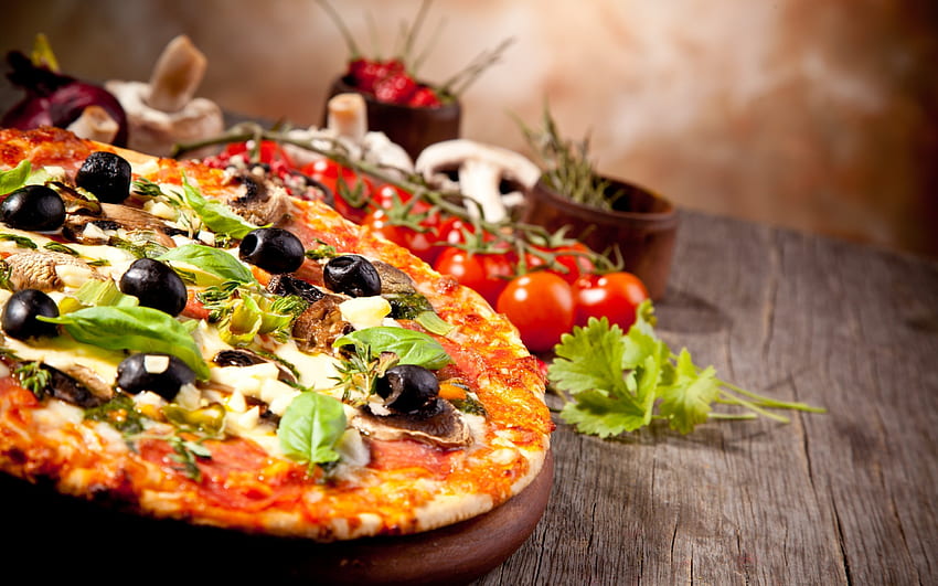 Маслини, Бързо хранене, Сос, Зеленчуци, Пица - Резолюция:, пица Домино HD тапет