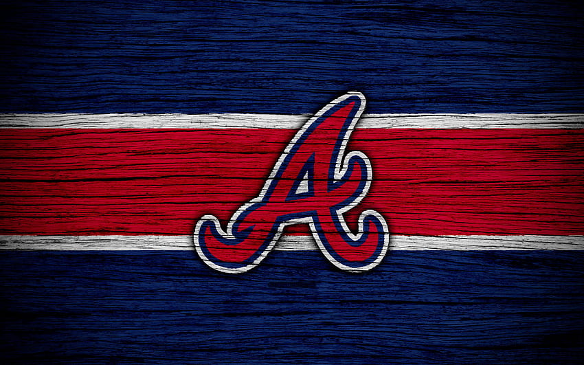 Atlanta Braves, MLB, beisebol, EUA, Major League Baseball, textura de madeira, arte, clube de beisebol para com resolução. Alta qualidade papel de parede HD