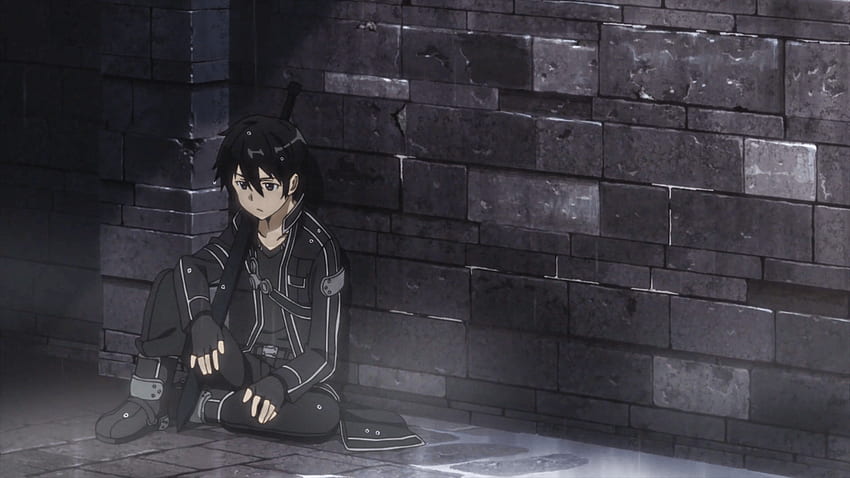 der traurige Kirito, trauriger Kirito iPhone, trauriger, dunkler Regen trauriger Anime HD-Hintergrundbild