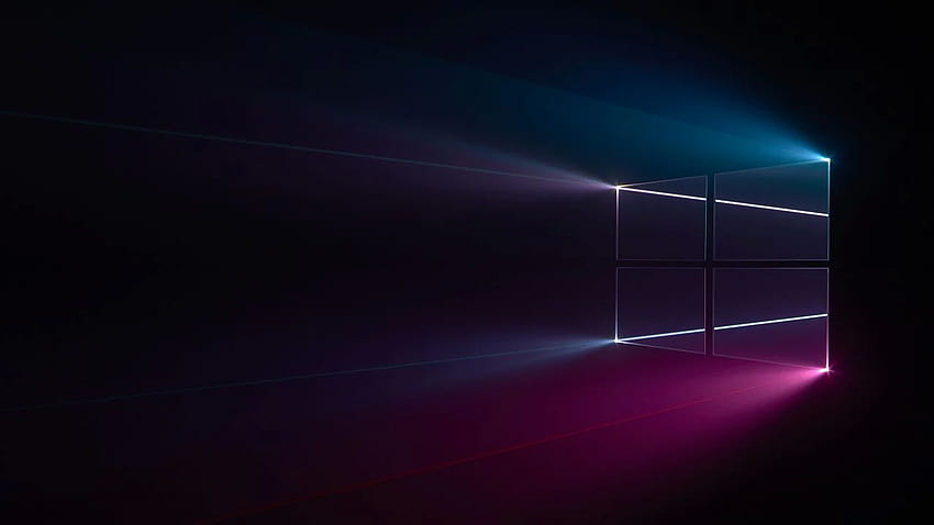 Windows 10, logo Windows, niebieski, różowy, ciemny, ciemne okno Tapeta HD