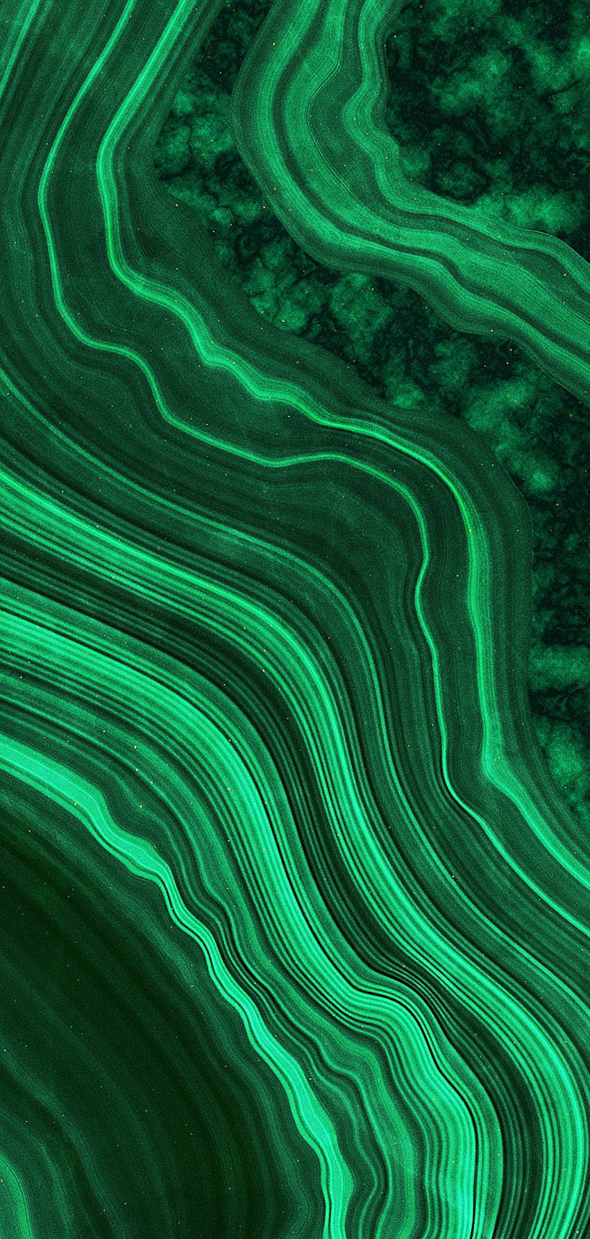 공작석 및 금 광물 질감. 짙은 녹색 미학, 짙은 녹색, 공작석, 녹색 마노 HD 전화 배경 화면