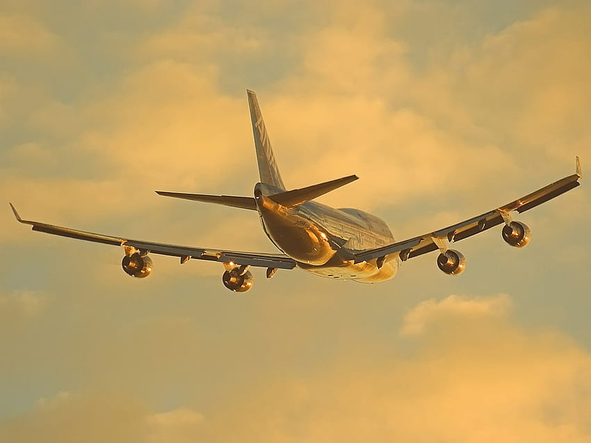 SONNENUNTERGANG MIT 747, Boeing, Flugzeug, Verkehrsflugzeug, Sonnenuntergang HD-Hintergrundbild