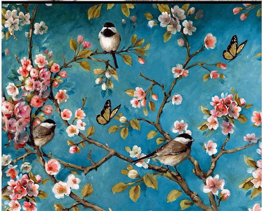 beibehang Custom 3D Chinese Style Flowers And Birds Background Wall Decor Painting Living Room Entrance 3D . 3D murals. custom mural mural HD wallpaper