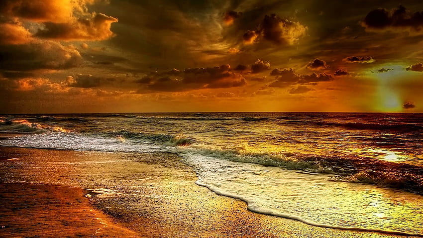 Denmark Beach, Sunset, Sea Waves, North Sea, Nature, , , Background, Ksa45q, Denmark Coast HD wallpaper
