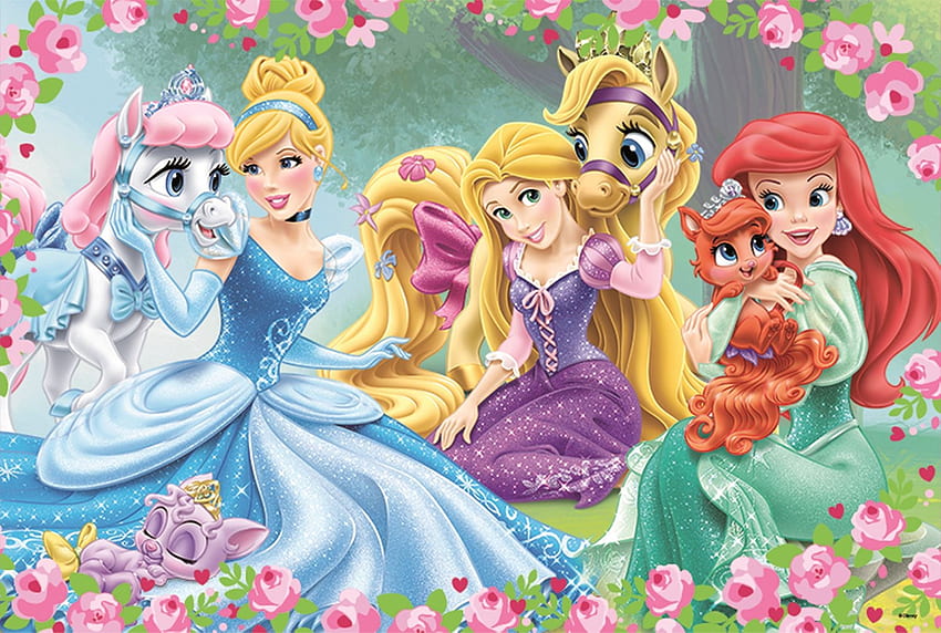 Disney prensesleri, ariel, sella, fantezi, disney, evcil hayvan, kız, prenses, rapunzel HD duvar kağıdı