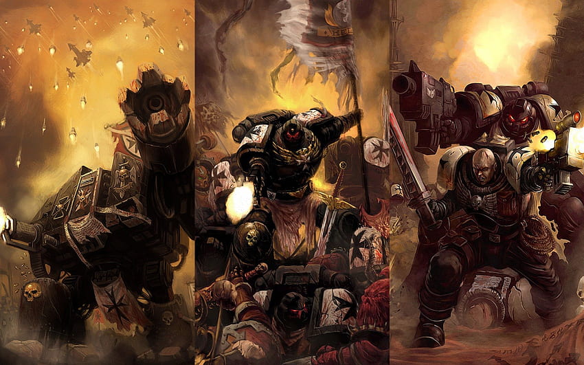 Vengeful Black Templars, templar, dawn, flood, black, dawn of war, warhammer, vengeful, war HD wallpaper