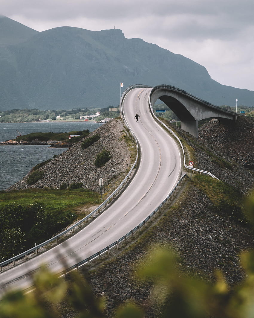 Road, Bridge, Descent, Skater HD phone wallpaper