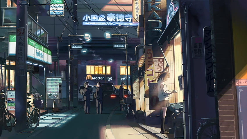Anime Street City, Anime Night Street HD wallpaper
