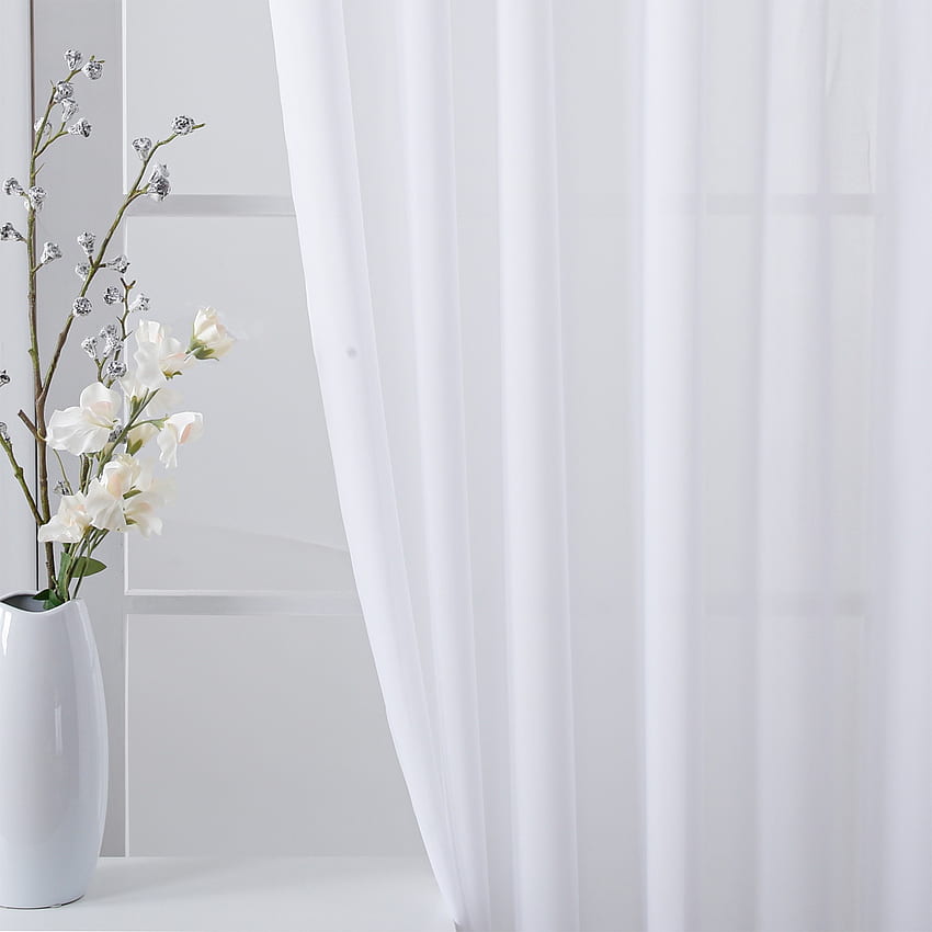 Rideaux en tulle modernes pour salon couleur unie blanc rideau en voile de mousseline de soie pour traitement de fenêtre de cuisine Rideaux. - AliExpress, rideau blanc Fond d'écran de téléphone HD