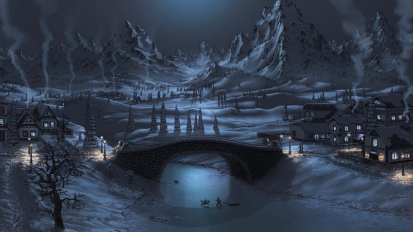 Winter night in the village 6535 [] for your , Mobile & Tablet. Explore Snowy Village . Animated Snowy Christmas , Snowy Christmas Scenes , Snowy HD wallpaper