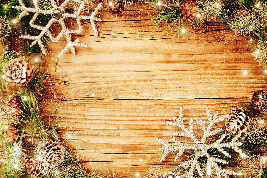 Christmas Snowflakes Conifer cone Fairy lights HD wallpaper