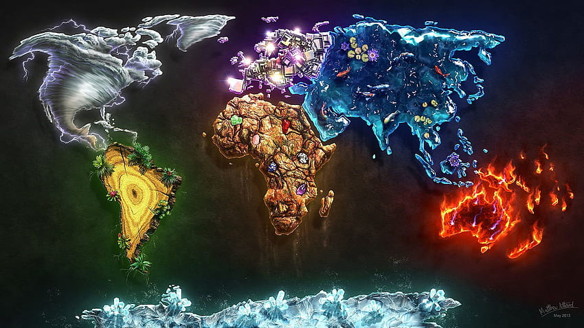 multicolored world map, assorted map decor HD wallpaper