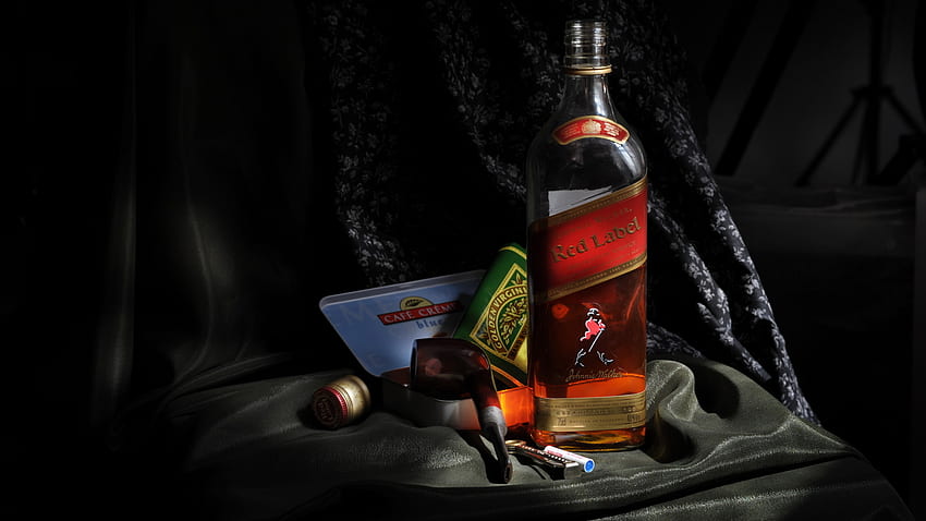 Latar Belakang Alkohol Botol Wiski Label Merah Johnnie Walker Wallpaper HD