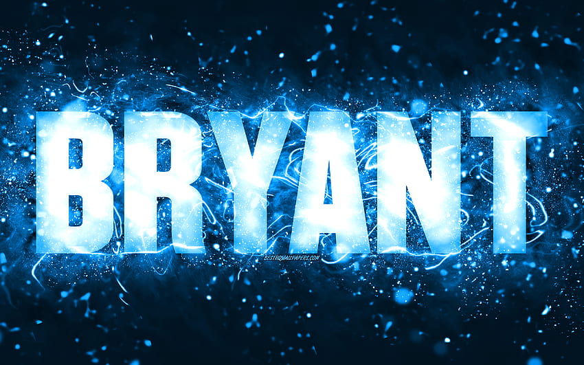 Happy Birtay Bryant, , blue neon lights, Bryant name, creative, Bryant ...