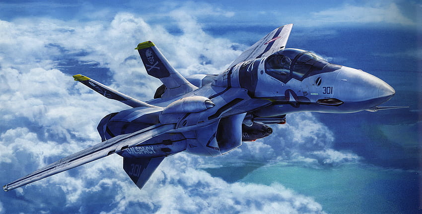 VF-0S, flight mode, ova, macross, macross zero, anime, mecha, plane, clouds, sky HD wallpaper