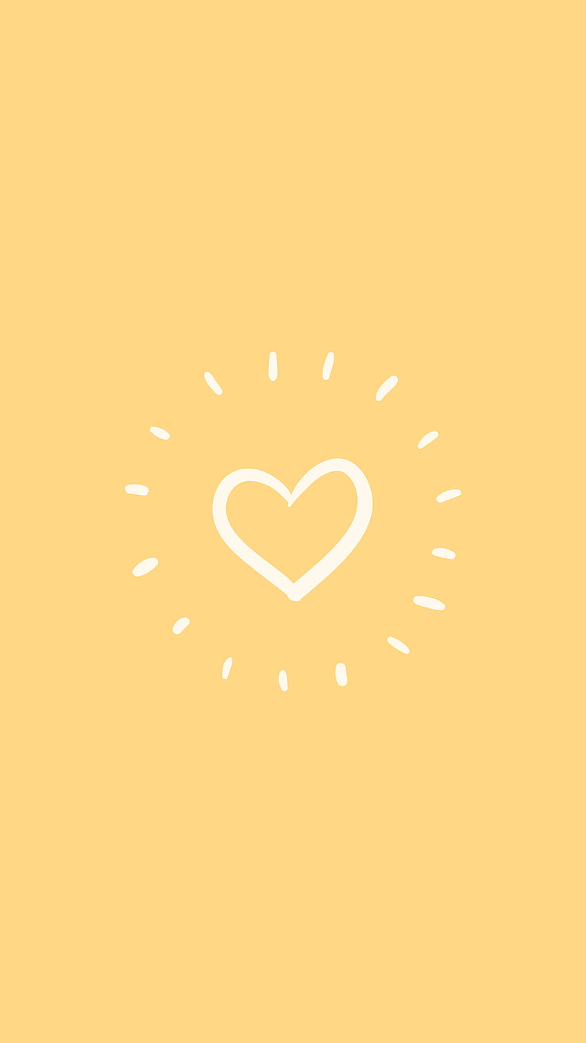 Aesthetic Cute Yellow Heart, Cute Pastel Heart HD phone wallpaper