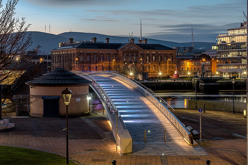 United Kingdom Northern Ireland, Belfast bridge HD wallpaper
