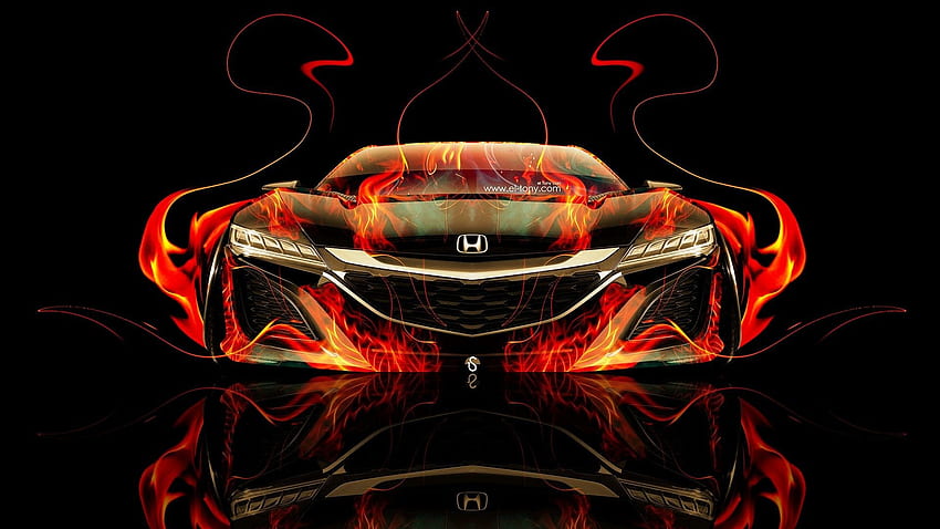 Design Talent Showcase bringt die sinnlichen Elemente Feuer und Wasser in IHR Auto 11, Auto mit Flammen HD-Hintergrundbild