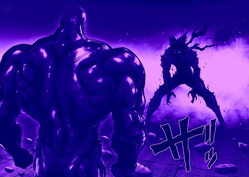 Spielte mit der Manga-Seite von Garou Vs Darkshine, während ich mit meiner Freundin sprach, wusste nicht einmal, was ich tat, aber bekam das und jetzt ist es mein. R OnePunchMan. One-Punch-Man, Purple Man HD-Hintergrundbild