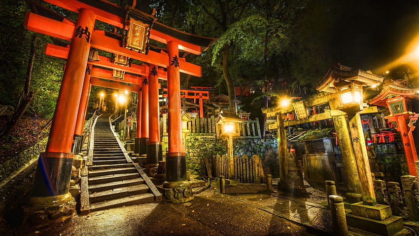 Santuario del cancello di Torii in Giappone. Torii giapponese, cellulare di Kyoto Sfondo HD