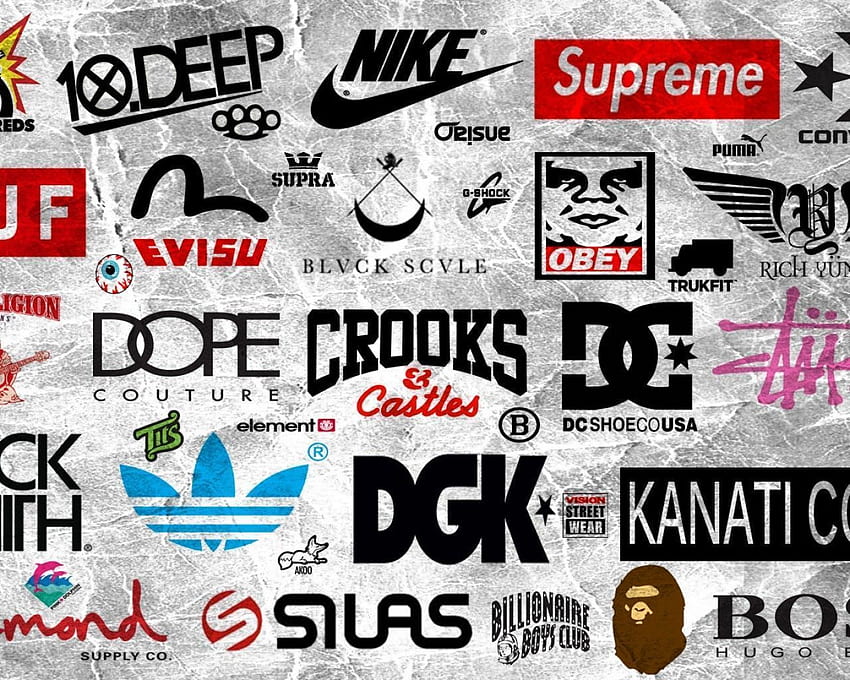 Clothing brands and logos. Collection of logos and brands of top