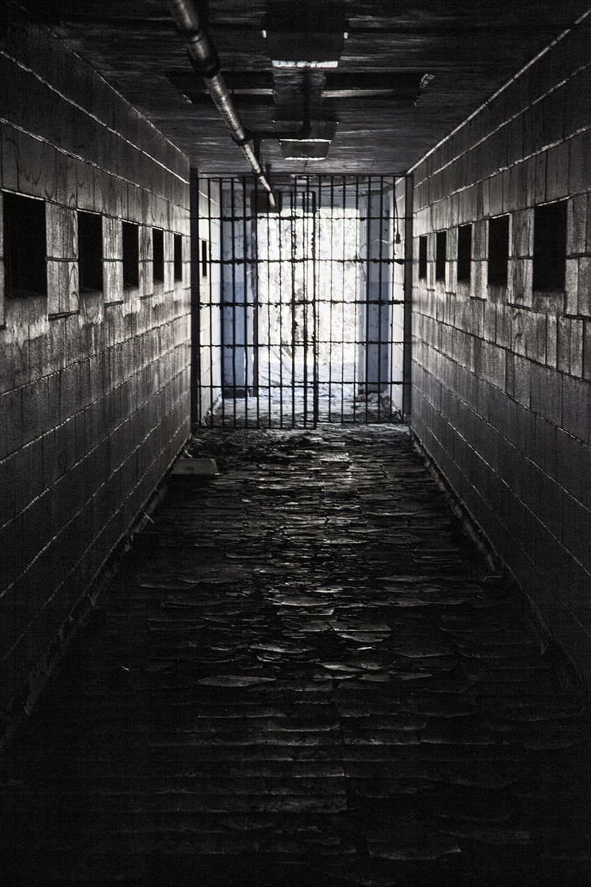 Gefängnishintergrund. Gefängnisgitter, Gefängnisarchitekt und Hintergrund des Gefängnisarchitekten HD-Handy-Hintergrundbild