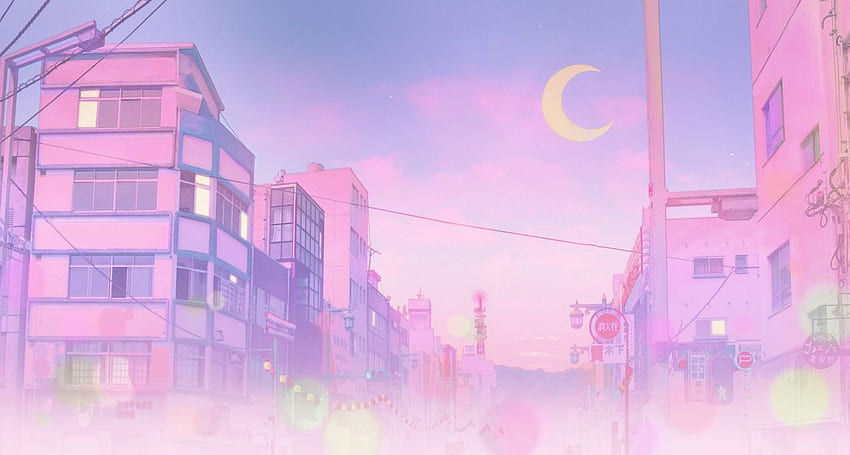 ionlands: „Sailor Moon Vibes, Grafikkunst, Pastell Japan HD-Hintergrundbild