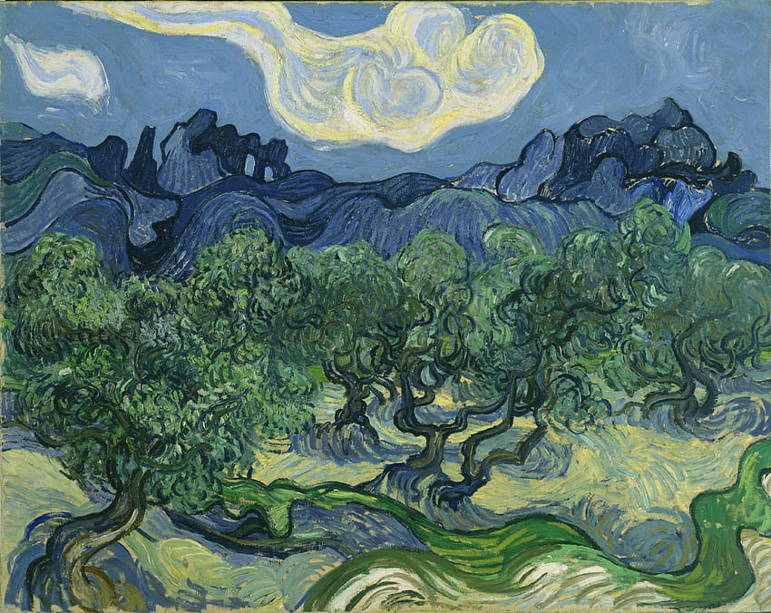 ヴィンセント・ヴァン・ゴッホの絵画 - オリーブの木と 高画質の壁紙