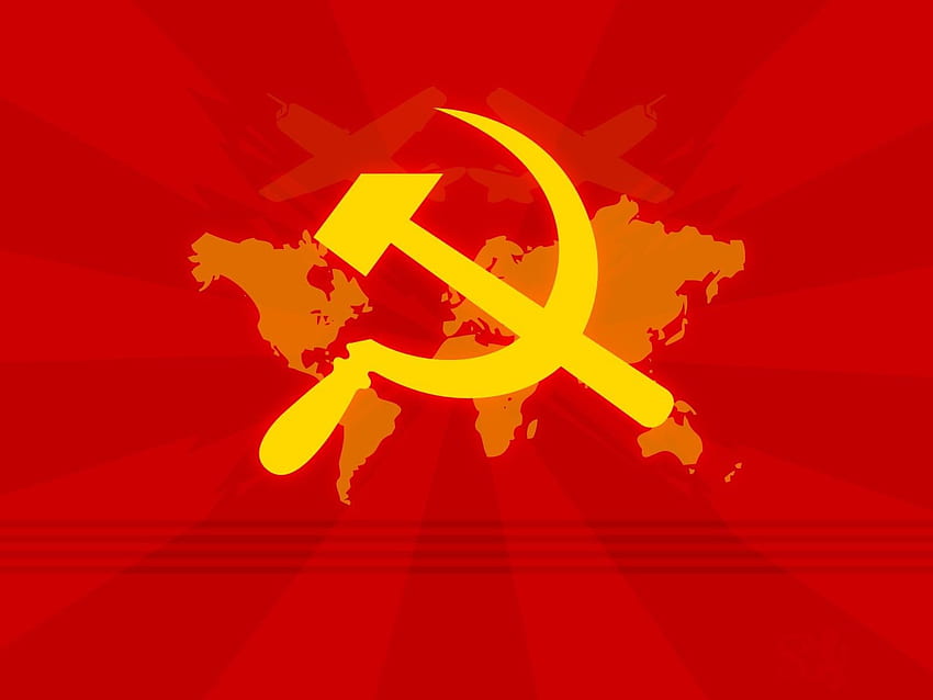 Logo della falce e martello dell'Unione Sovietica, comunismo, bandiera sovietica Sfondo HD