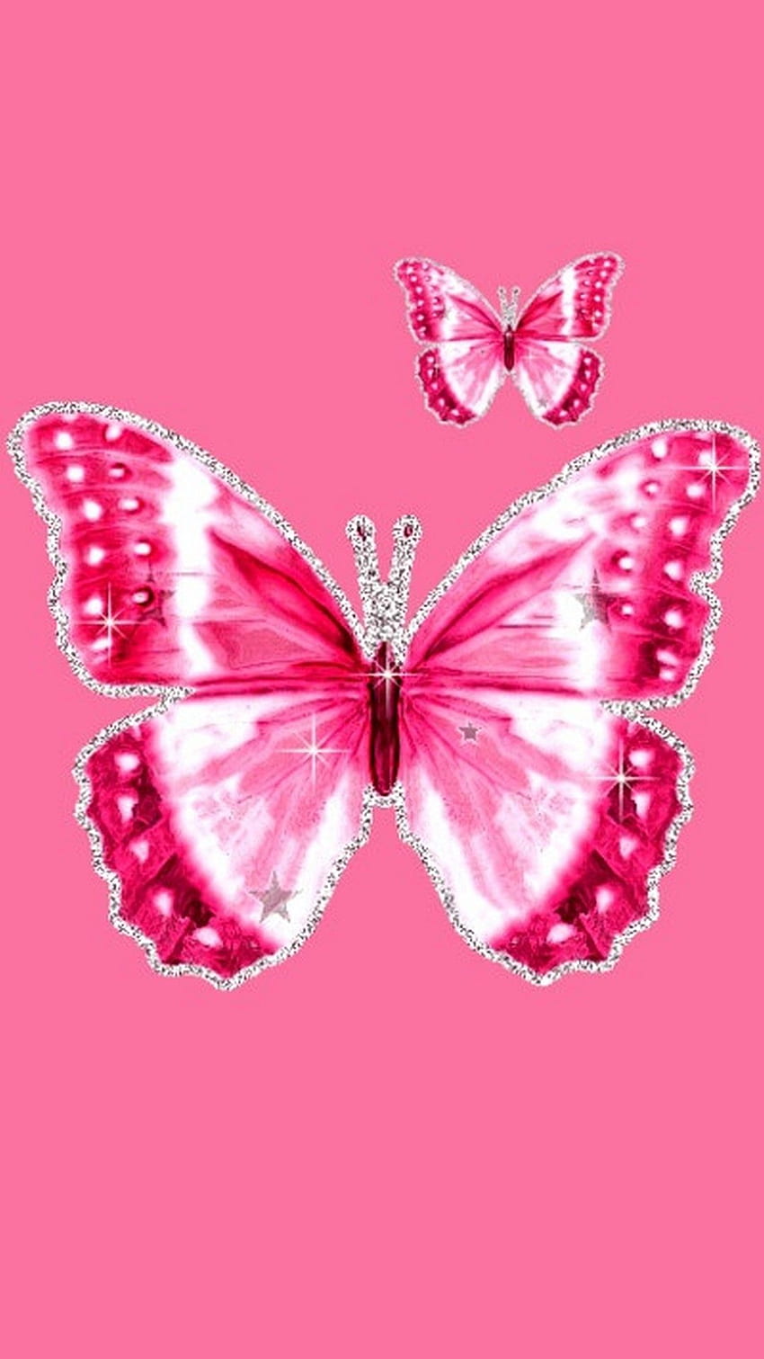 Papillon rose, papillon mignon de bande dessinée Fond d'écran de téléphone HD