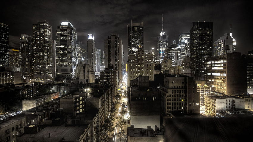 アメリカ合衆国の夜景トップ ビュー - 夜のニューヨーク市 高画質の壁紙