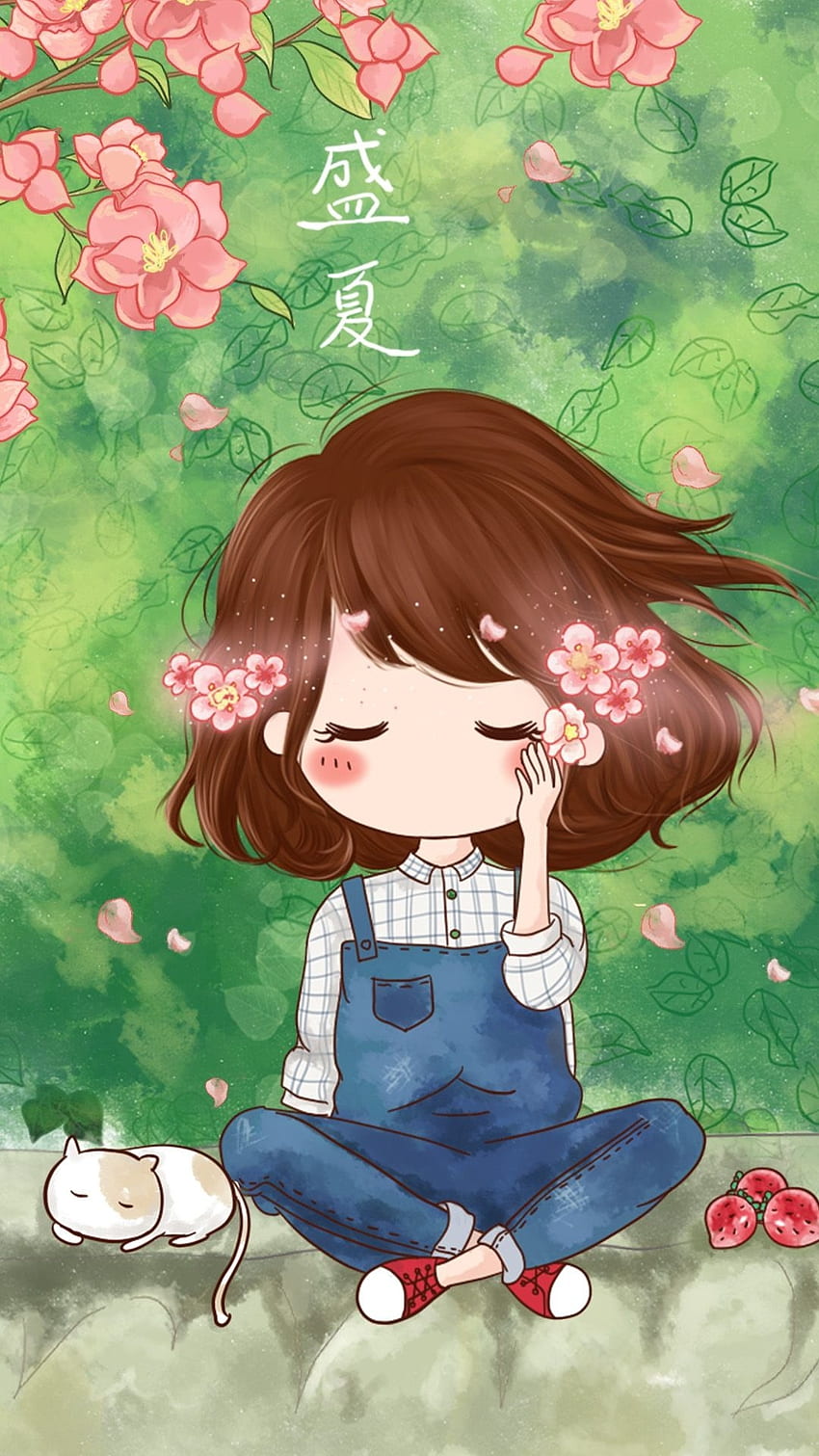 Cute Cartoon Girl, Close Eyes HD phone wallpaper