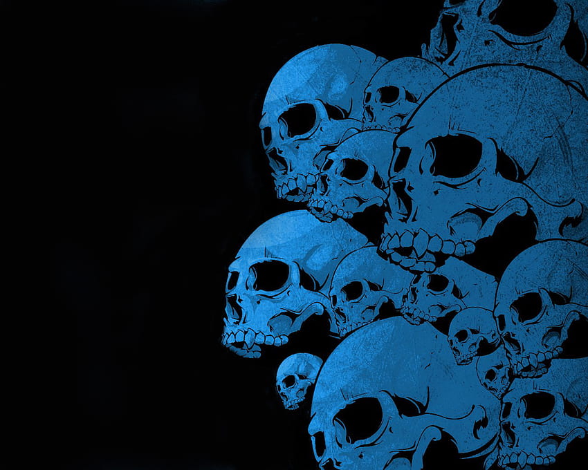 blue skulls, dark, skulls HD wallpaper