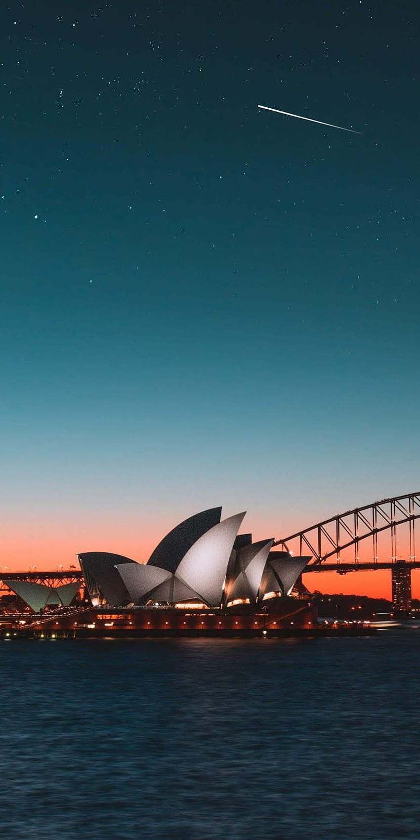 Sternschnuppe an der Opera Sydney HD-Handy-Hintergrundbild