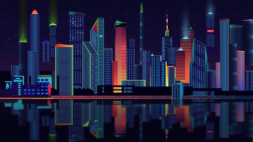 City, Vector, Panorama HD wallpaper