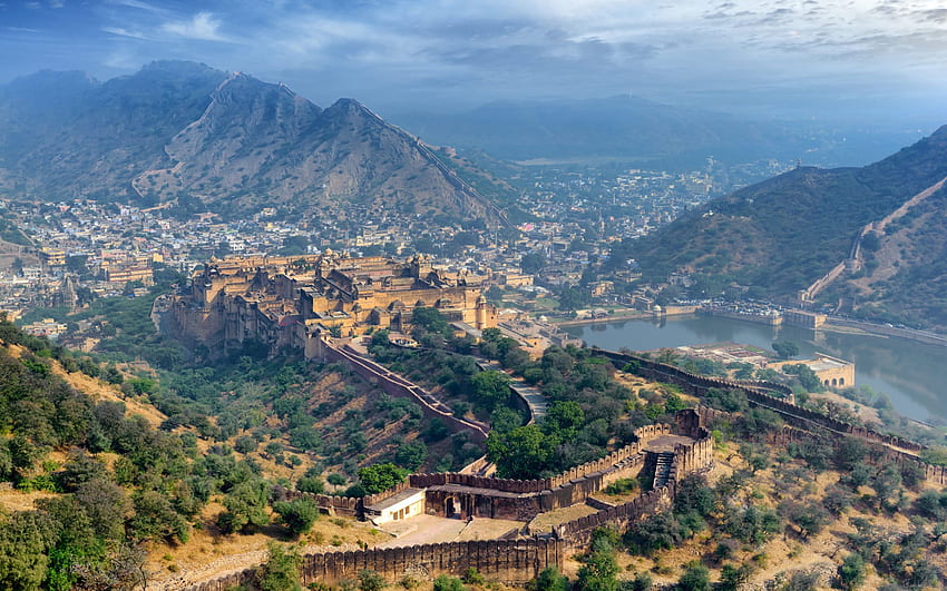 Amer Fort, Jaipur, Indian Landmarks, Rajasthan, Índia - Jaipur To papel de parede HD
