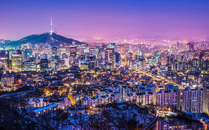 Seúl, noche de la ciudad de Seúl fondo de pantalla