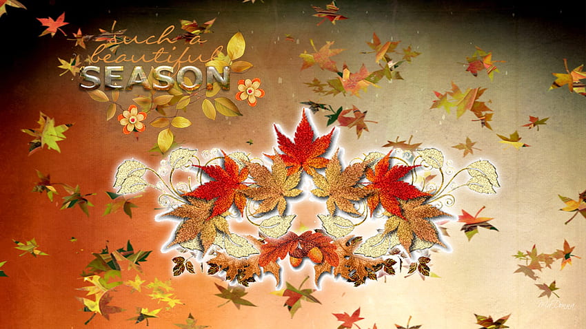 Such a Beautiful Season, leaves, firefox persona, bright, acorns, fall, autumn, orange, gold HD wallpaper